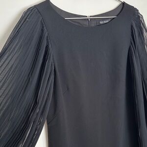 White House Black Market Little Black Dress Size 2 Chiffon Pleated Sleeves